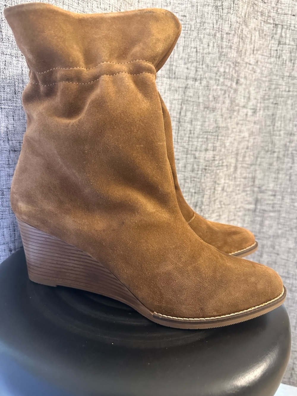 Andre Assous Chestnut Suede Wedge Ankle Boots